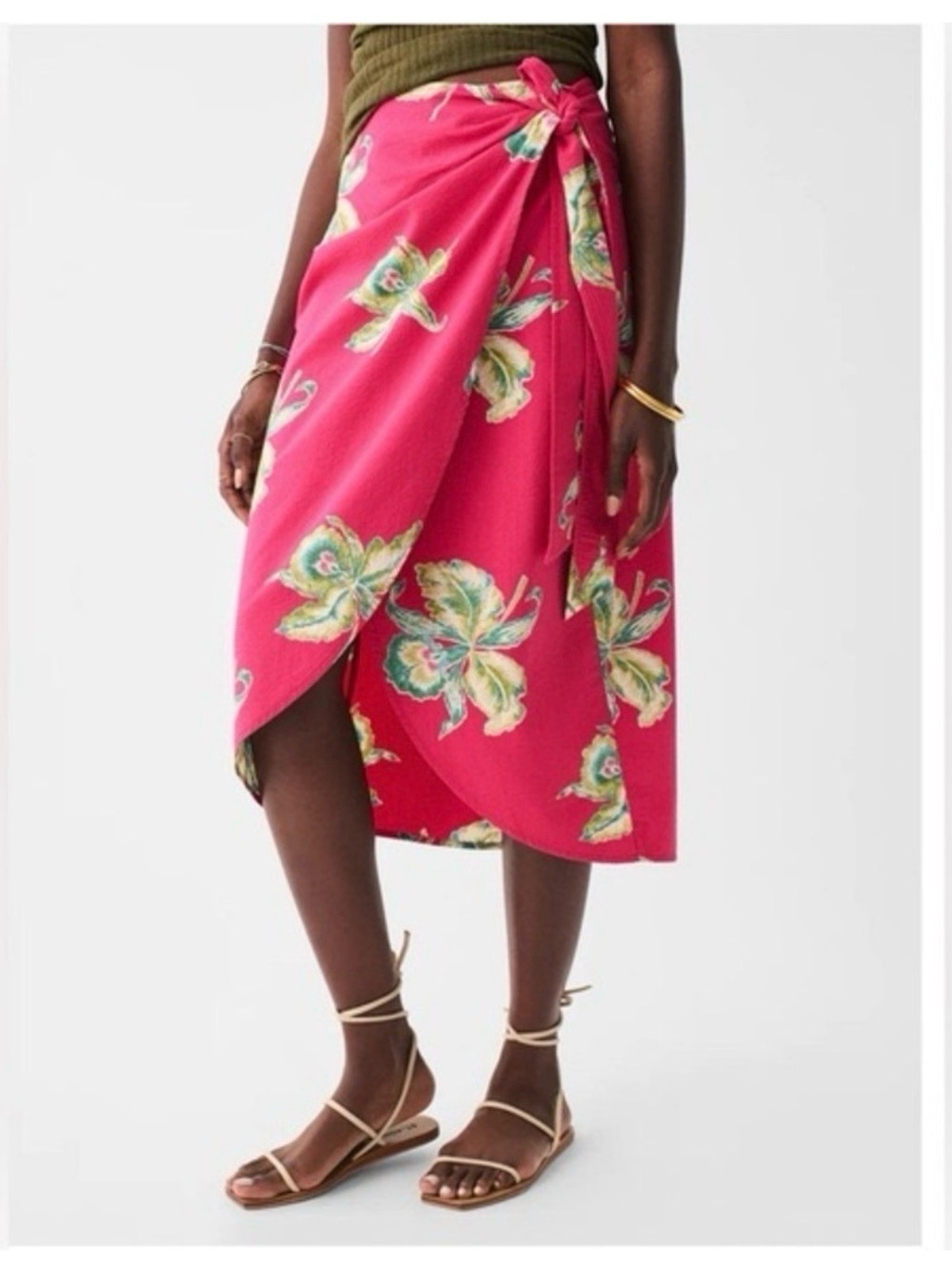 NWOT Faherty orchid blossom Pacifica seersucker wrap Midi Skirt XS